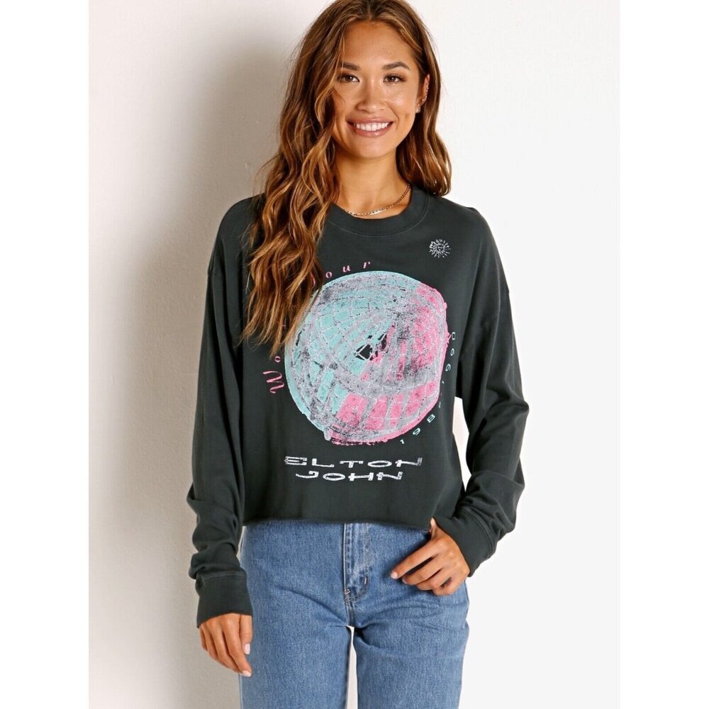 Elton John DayDreamer XS World Tour Long Sleeve Crop Top Vintage GUC
